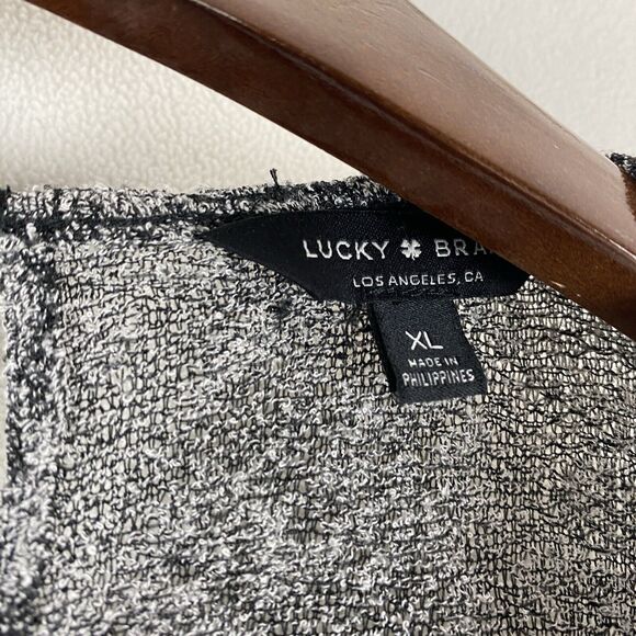 Lucky Brand Womens XL Black Gray Cold Shoulder Paisley Top Boho Flowy Romantic - Picture 4 of 16